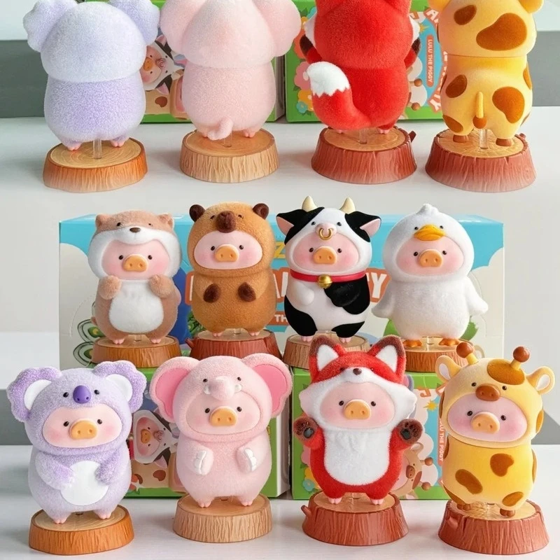 

New LULU the Piggy Animal Party Series Blind Box Mystery Box Caixa Caja Dolls Anime Mini Flocking Doll Desktop Decoration