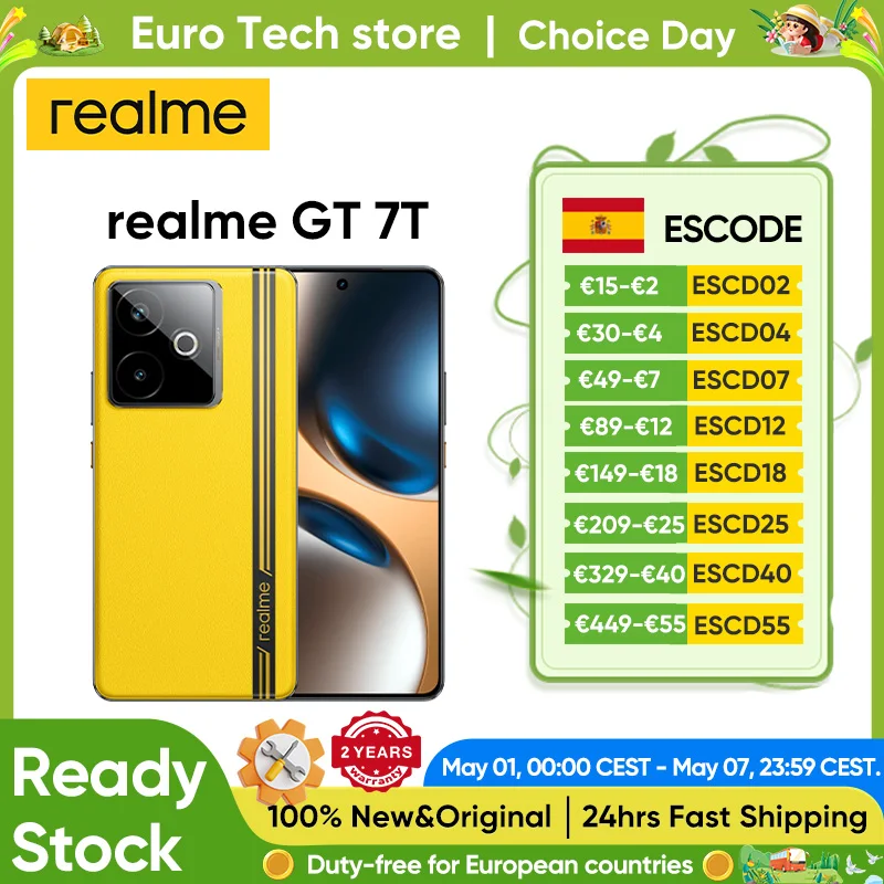 Realme GT 7T 5G Smartphone 6,78 ''Dimensidad 8400 MAX Chipset 7000mAh Batería 50MP Al Cámara de viaje a presión 120W Versión global