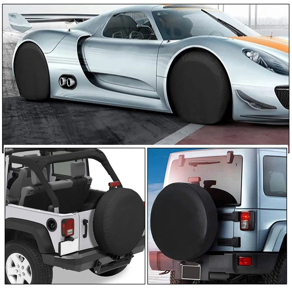 2Pcs Car Tire Cover PVC Material Sun Damage Protection for Suvs Trucks Rvs Spare Tire Covers Camper Accessories