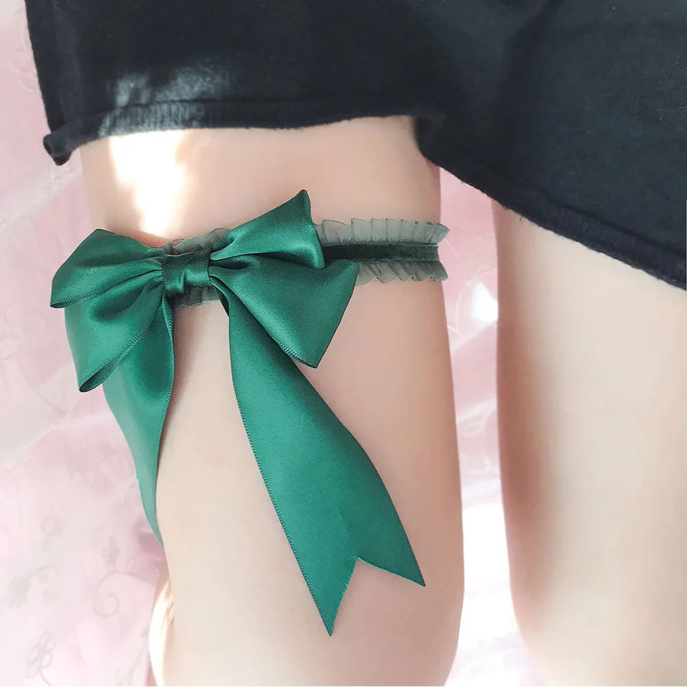 

1pc Butterfly Lace Garter Wedding Bridal Thigh Ring Elastic Leg Band For Women Dark Green Prom Party Accessory