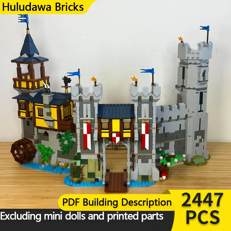 

Средневековый замок, модель MOC, строительные кирпичи, город, настенный вход, модульная технология, детские праздничные подарки, сборка игрушек, костюм