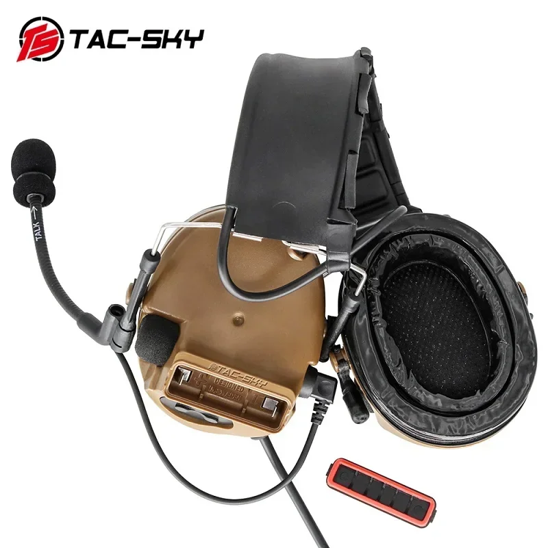 

TS TAC-SKY COMTA Removable Headband Silicone Earcups Noise Canceling Pickup Tactical Headset COMTA III (CB) +U94 PTT