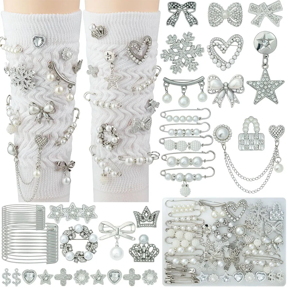 

55 шт. серебряные подвески для обуви для кроссовок, рождественские мусорные носки, подвески, комплект булавок, аксессуары «сделай сам» для носков, обуви, шапок