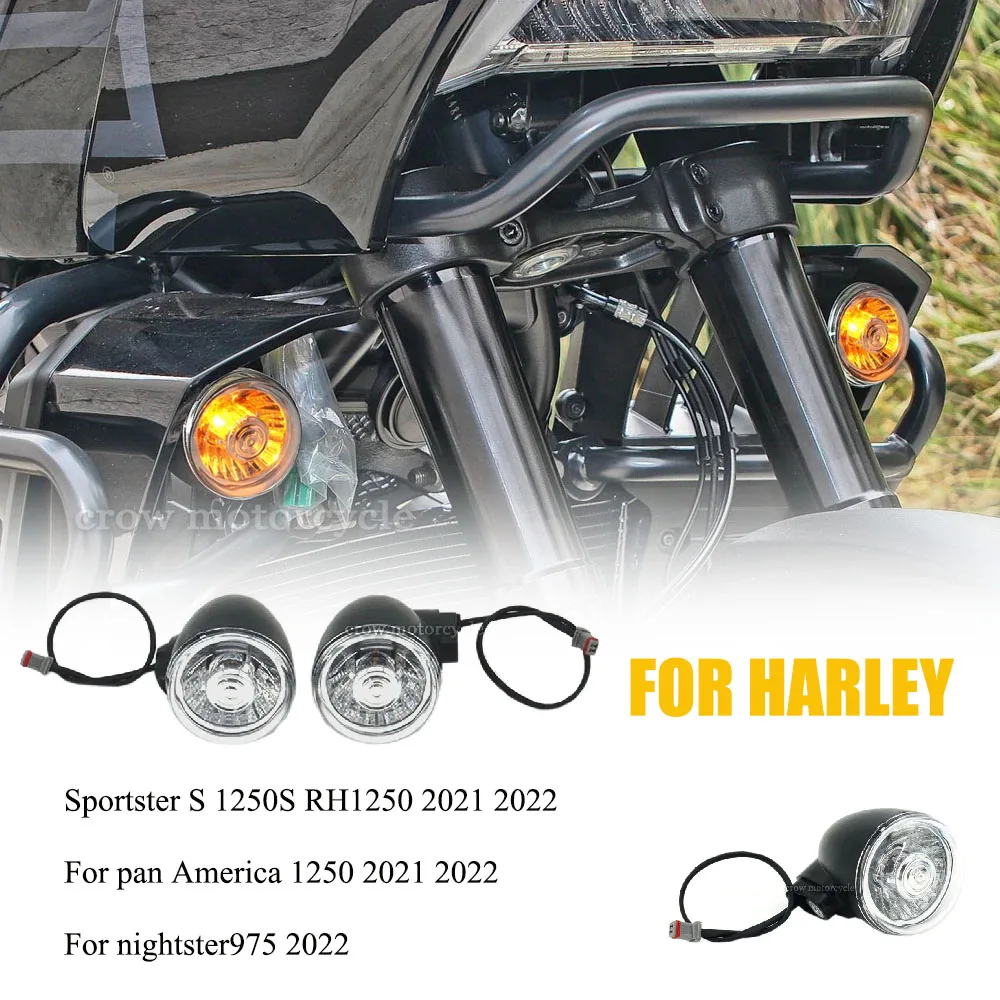 

For Pan America 1250 2021 2022Motorcycle Accessories Front Rear NEW STYLEBlackLED Bullet Turn Signal Kit Amber Headlamp Light ﻿