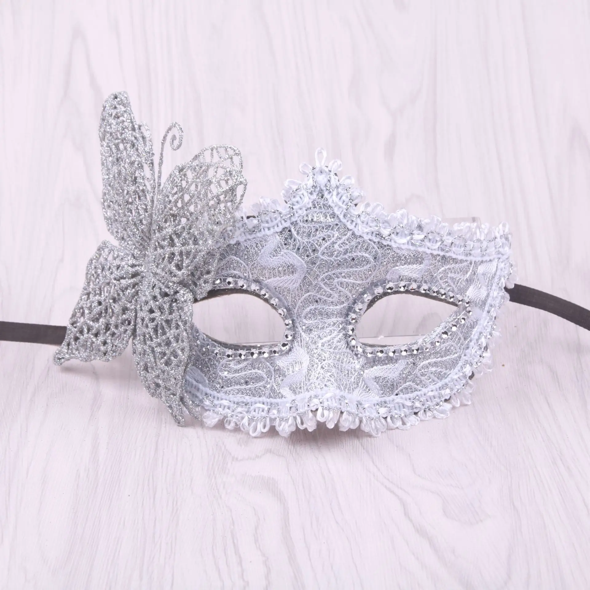 Popular boate festa dança princesa chapéu requintado máscara de borboleta lado flor chapéu pena renda decoração