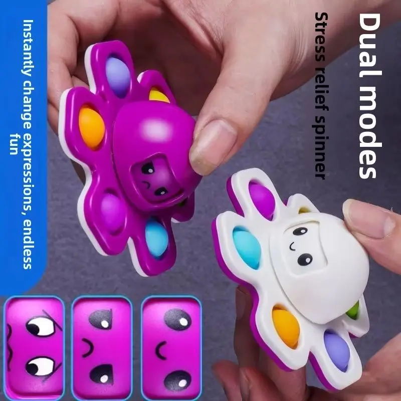 Antistress Push Bubbles Fidget Spinner für Kinder und Erwachsene, gesichtsverändernndes sensorisches Spielzeug für autistische Kinder, Geschenke zur Angstlinderung