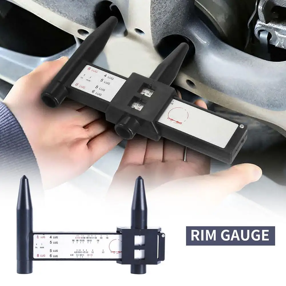 Wheel Rim Bolt Pattern Sliding PCD Measuring Tool 8 Tool Holes Gauge Measurement Hub Ruler Pitch PCD Lugs O3T0