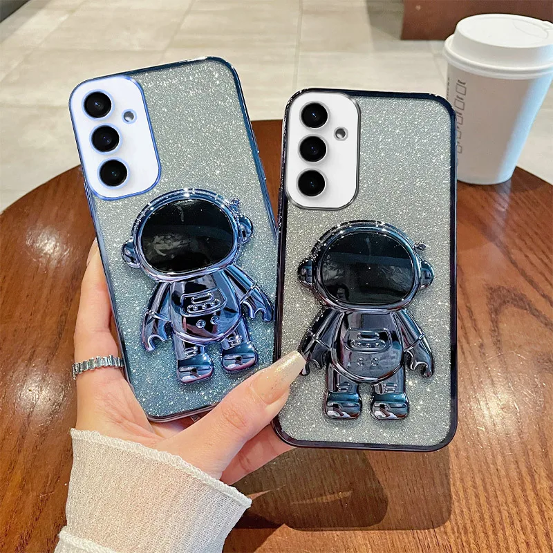 

For Samsung Galaxy S23FE Phone Case Samsung S23FE Case Glitter Astronaut Holder Cover Samsung S23FE Back Cover Samsung S 23 FE