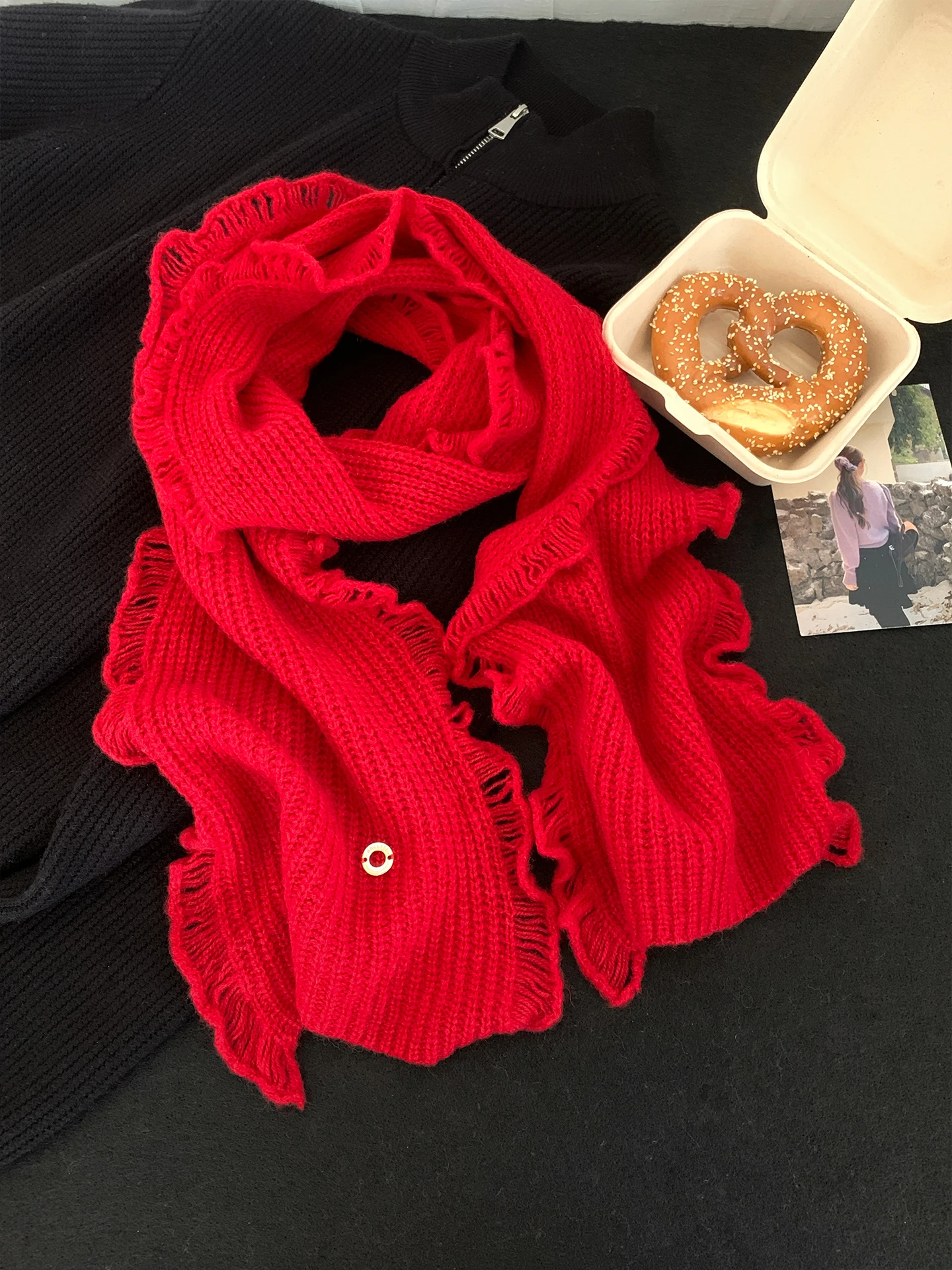 Cashmere Scarf - Hoogwaardige wollen kasjmier sjaal met paddenstoelkant,