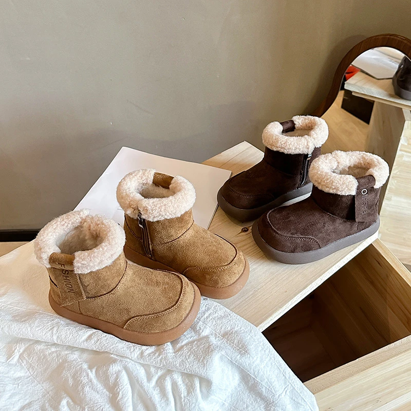 

2025 Winter New Children Casual Short Boots for Girls Fashion Korean Style Soft Sole Non-slip Versatile Princess Cotton Shoes