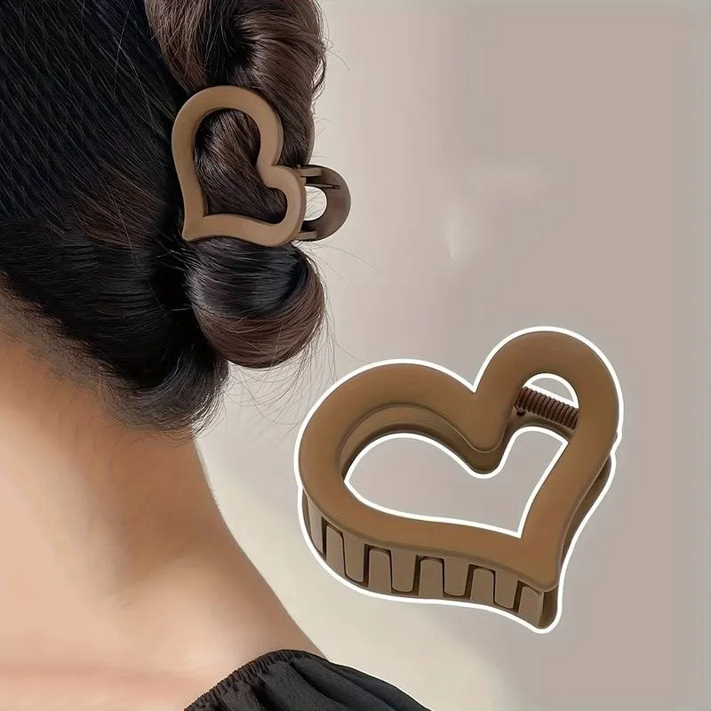 4 PCS Heart Hair Claws, Large Claw Clips For Thick Thin Hair Cute Matte Hair Accessories For Women Girls