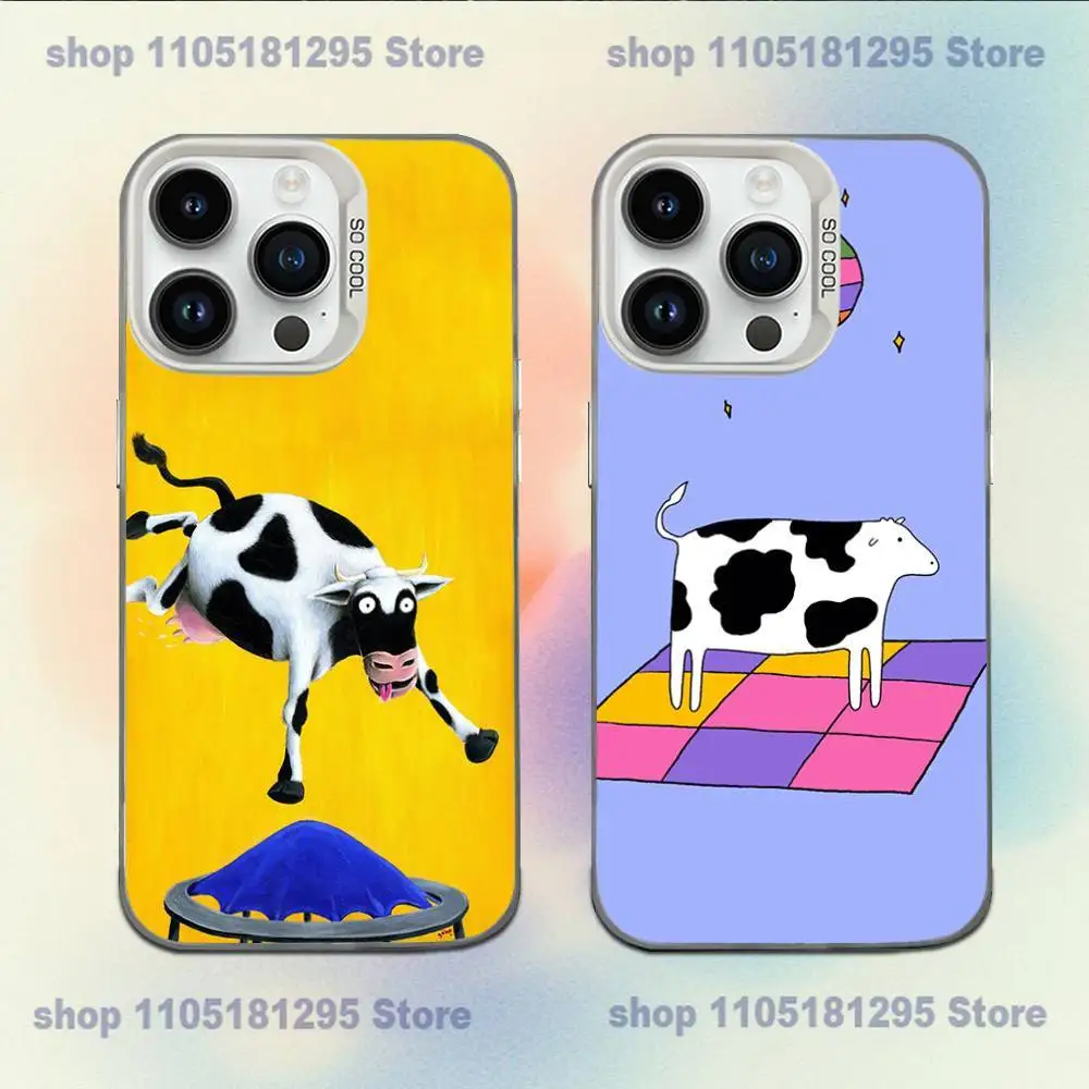 

Cute and funny cow Phone Case For iPhone XR,17,16,15,14,13,12,11,X,Mini,Pro,E,MAX White Candy Matte Shockproof Cover