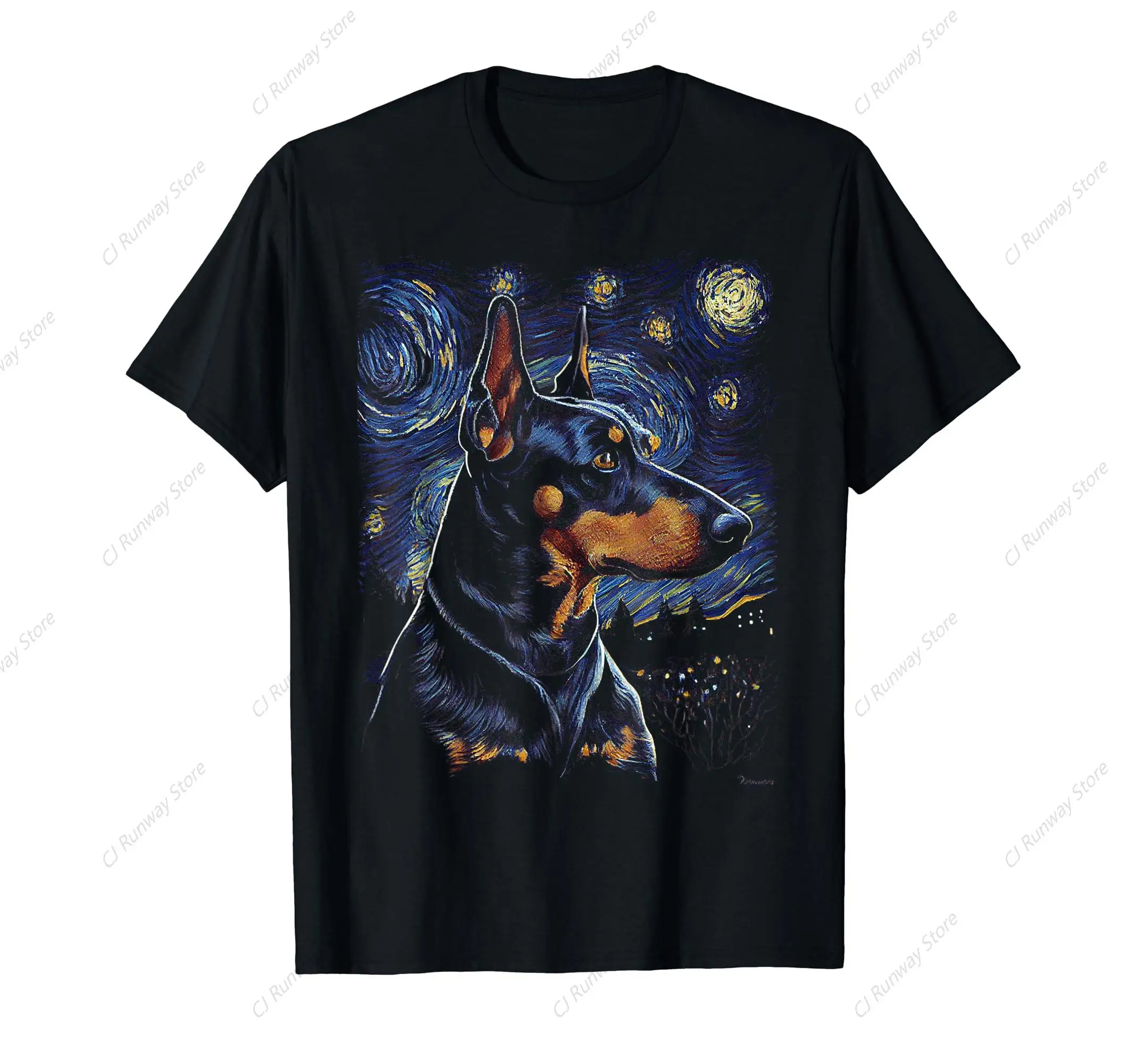 Doberman Pinscher Dog Starry Night Dogs Lover Gifts Graphic T-Shirt