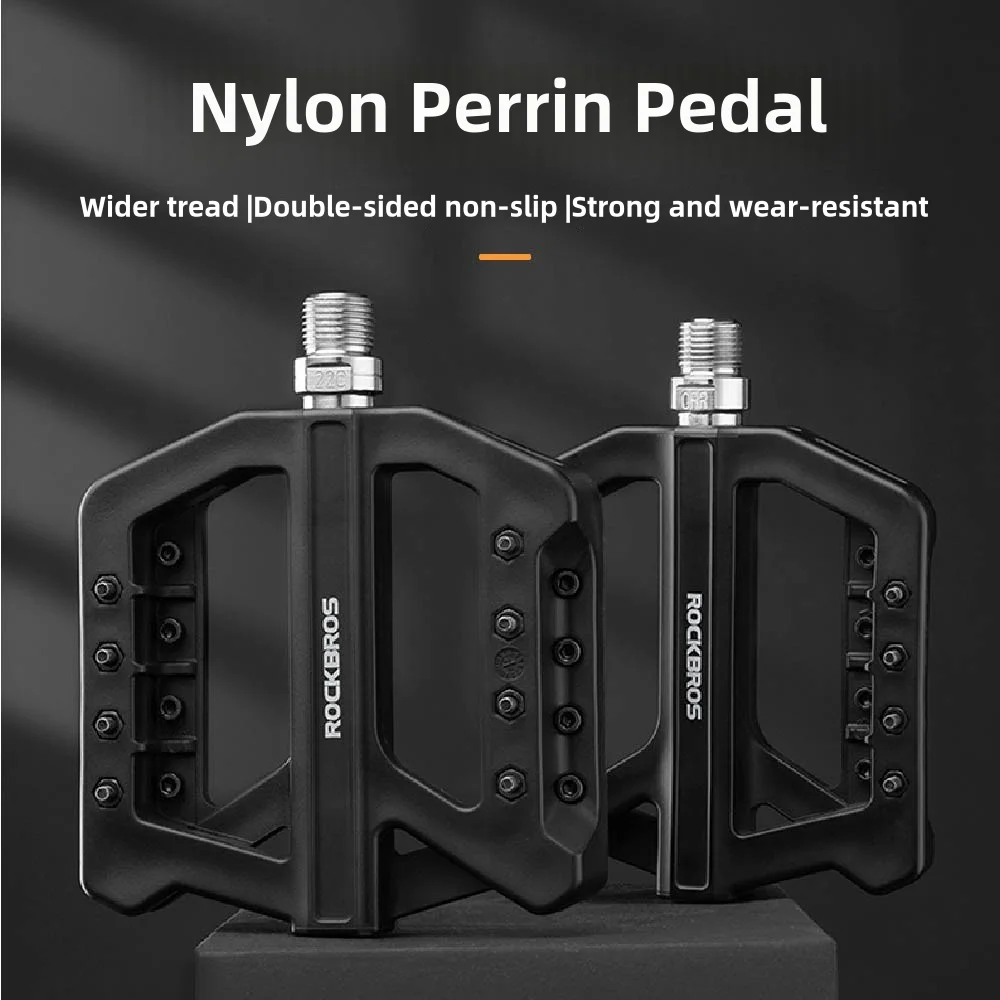 

ROCKBROS Bike Nylon Pedals DU Bearing Ultra-light Mountain Non-Slip Bicycle Pedals Wide Tread MTB Pedals Cycling Accessories