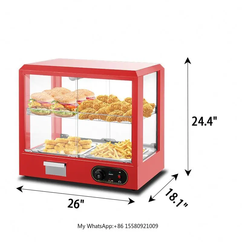 Hotel Stainless Steel Temperature Control Countertop Food Pizza Warmer Display 3-Tier 1200W Big Size Food Warmers