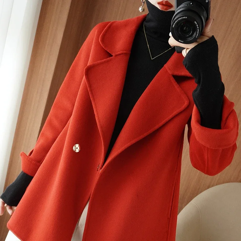 Small double-sided cashmere coat women's short autumn and winter new thin small fragrant wool coat women