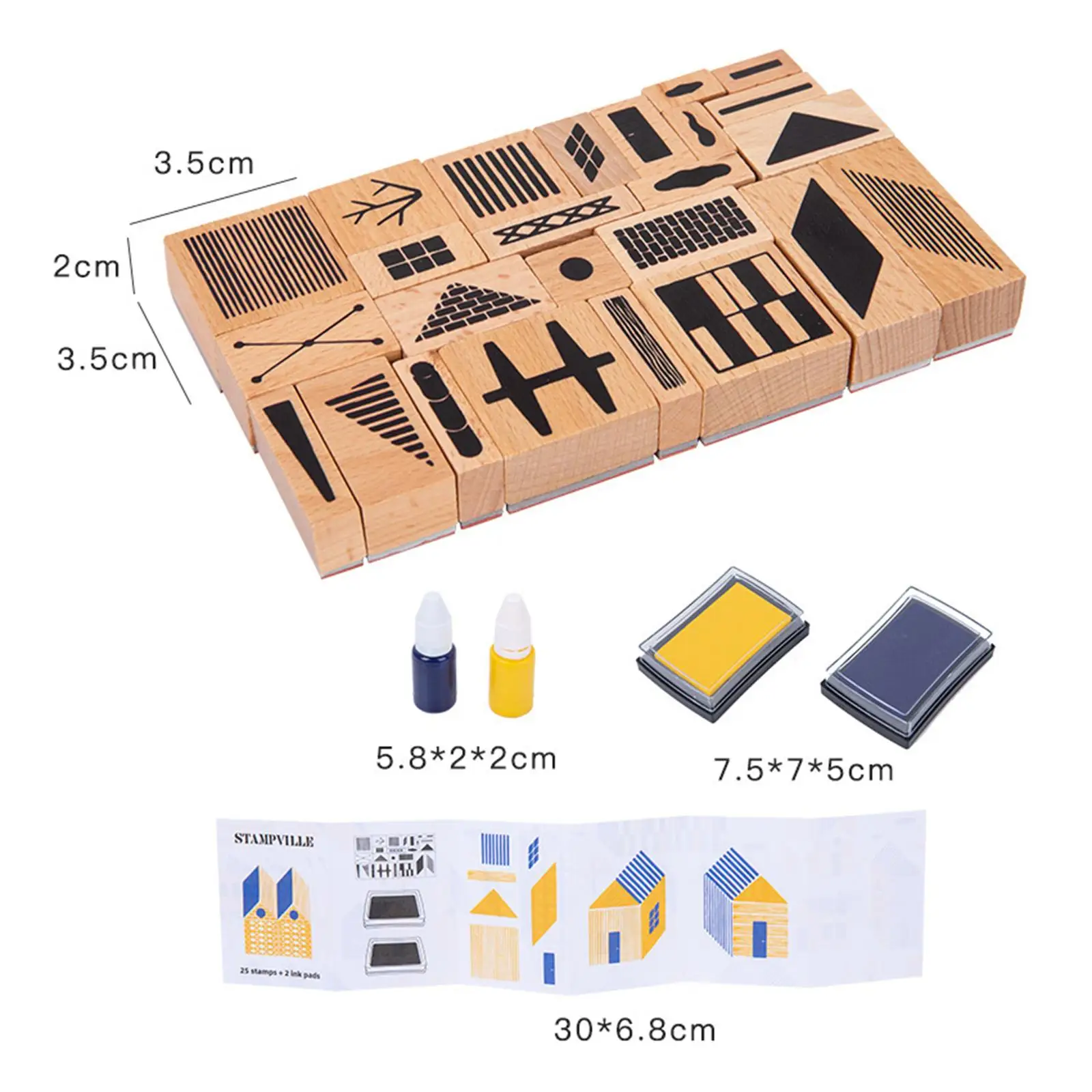 

Wooden Stamp Set Early Educational Arts Crafts with Ink Pad for Preschool