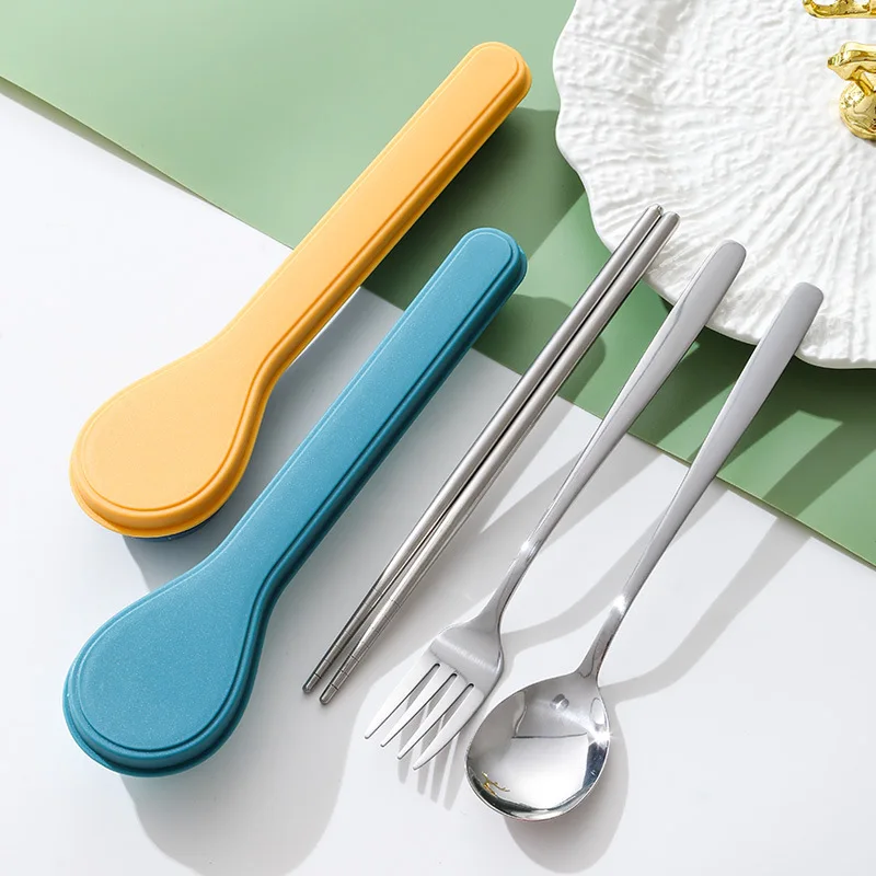 Cutlery Set With Storage Case Korean Style Portable Tableware Set Home School Kitchen Dinnerware Services Utensil Set Spoons view 3