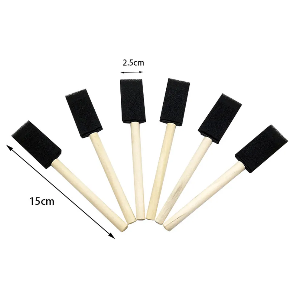 15Pcs Sponge Paint Brushes 25mm Wooden Handle Art Tools for Drawing Scrapbooking Graffiti Crafts