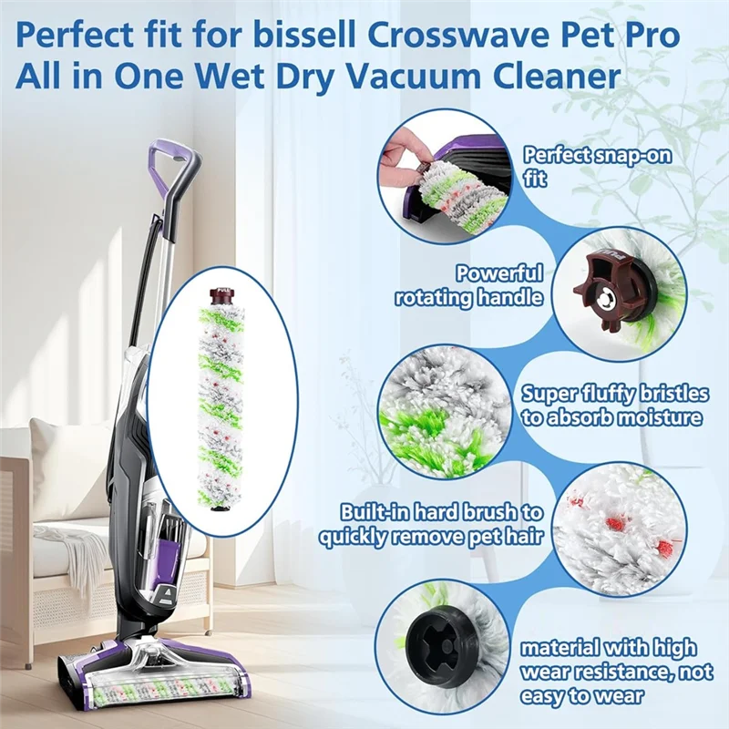 8 قطعة استبدال مرشح الفرشاة لبيسيل Crosswave Pet Pro فرشاة متعددة الأسطح لفة 1868 مرشح تفريغ 1866 Accessories-T33C