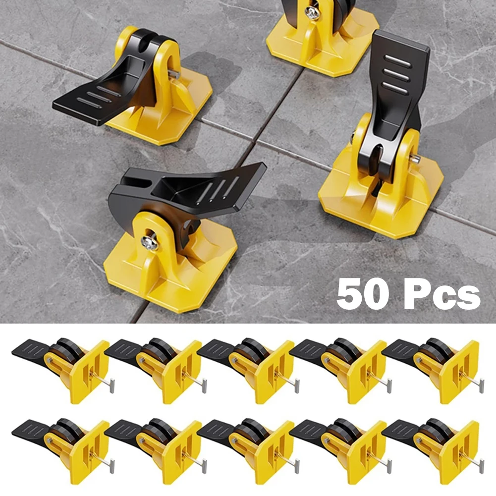 50pcs Floor Tile Leveling System Clips Leveler Adjuster Tile Laying Fixing Flat Ceramic Wall Construction Tools