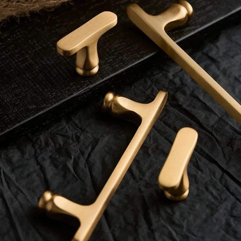 Solid Brass Handles Wardrobe Doors Drawers Shoe Cabinets Knobs High-end Modern Minimalist Furniture Kitchen Cabinets Door Pulls