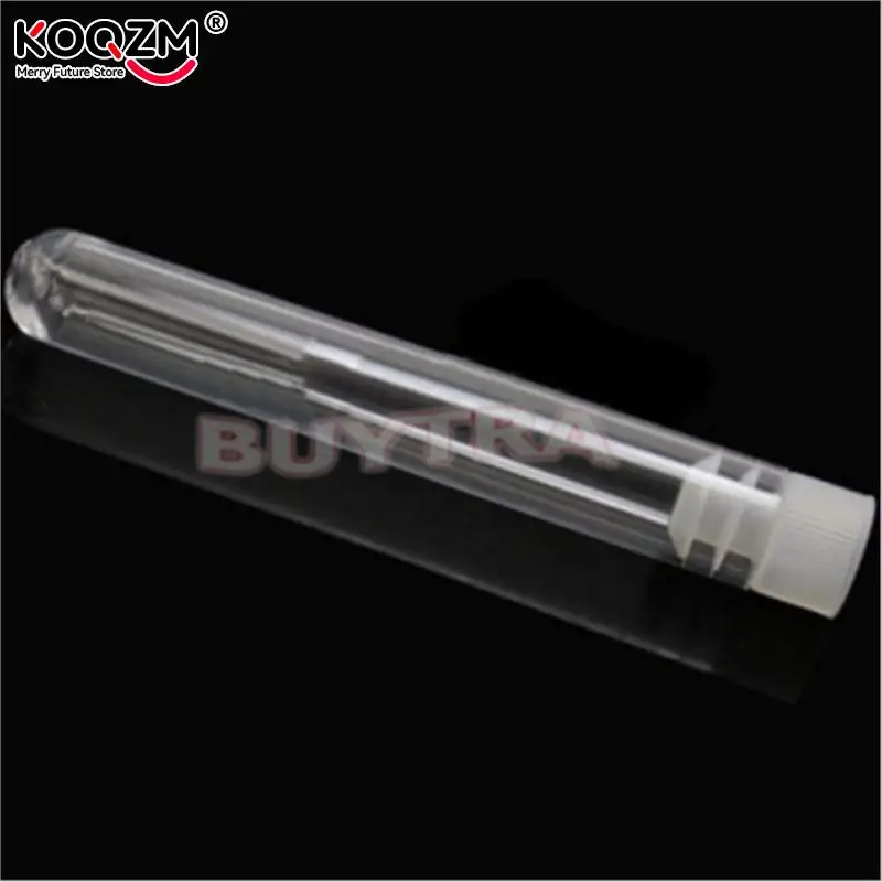 10 Pcs 12x100mm Clear Plastic Test Tubes With White Caps Stoppers Test Tube School Office Chemistry Laboratory Supplies