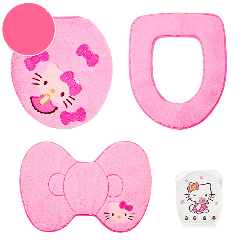 Nowy Kawaii Hello Kitty pluszowe mata toaletowa antypoślizgowe maty podłogowe Cartoon Kt kuweta pokrywa Pad uchwyt na papier łazienka przeciwpoślizgowe dywan