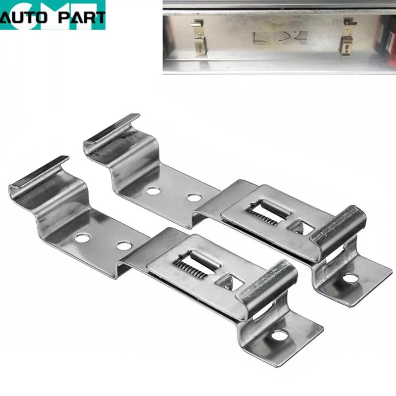 2Pcs Car License Plate Frame Holder Trailer Number Stainless Steel Bracket Cars Frame Holder Clamps Trailer Number Plate Clips