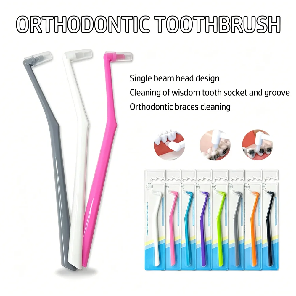 

Round Head Single Tuft Toothbrush Soft Bristles Interdental Brush Portable Dental Floss Brush for Adult Orthodontic Teeth Cleani