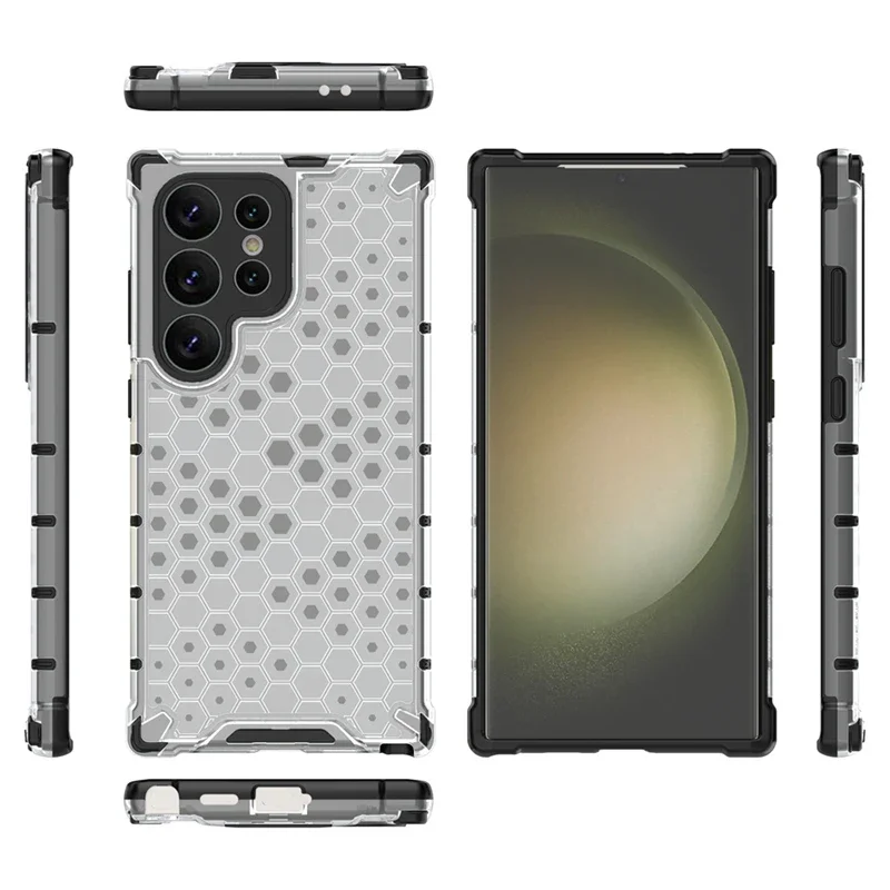 Honeycomb Pattern Armor HD Case for Samsung Galaxy S24 Ultra S23 Plus S22 S21 FE S20 10 Note 20 10 Lite Seismic Protective Shell