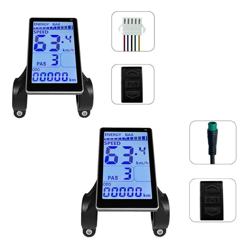 1 Piece Electric Bike LCD Meter Electric Scooter M5 LCD Panel Screen 5 Pin 24V 36V 48V 60V Universal Waterproof Connector