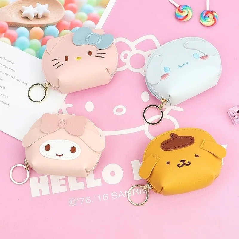 Cartoon Sanrio Coin Purse Cute Hello Kitty Melody Korean Mini Children Kawaii Key Storage Wallet Portable Pendant Bag Girl Gift