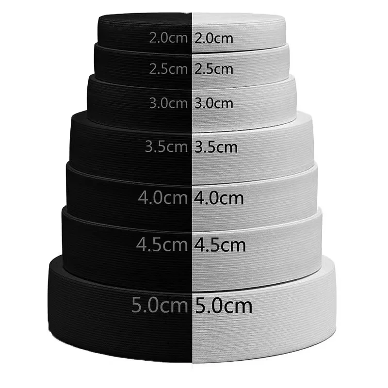 2/2,5/3/3,5/4/5cm Elastische Bänder, Hochelastisches Latex-Gewebe in Schwarz und Weiß, DIY-Nähzubehör, Gummiband