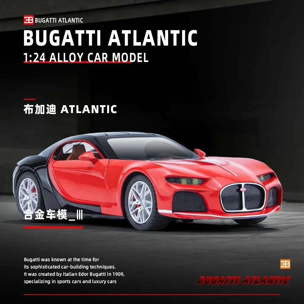 1:24 Bugatti Atlantische Sportwagen Hoge Simulatie Diecast Auto Metaallegering Model Auto Kinderspeelgoed Collectie Geschenken