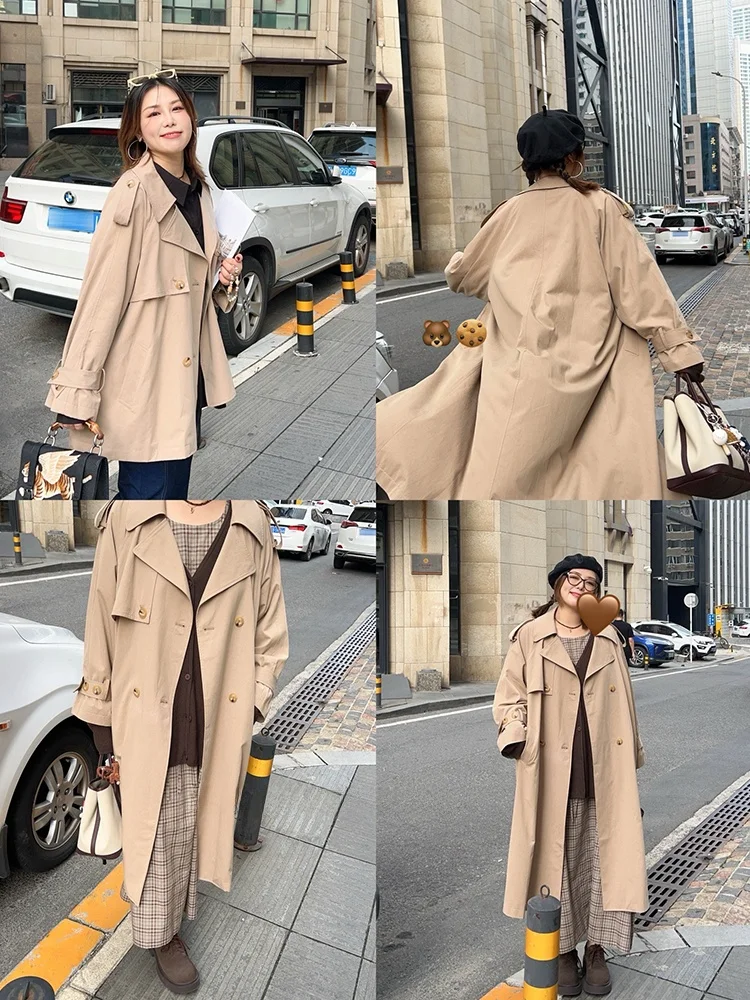

Пальто Vogana Classic, двубортное, оверсайз, длинное, свободного кроя, с воротником, в корейском стиле, из смесового хлопка, для осени и зимы