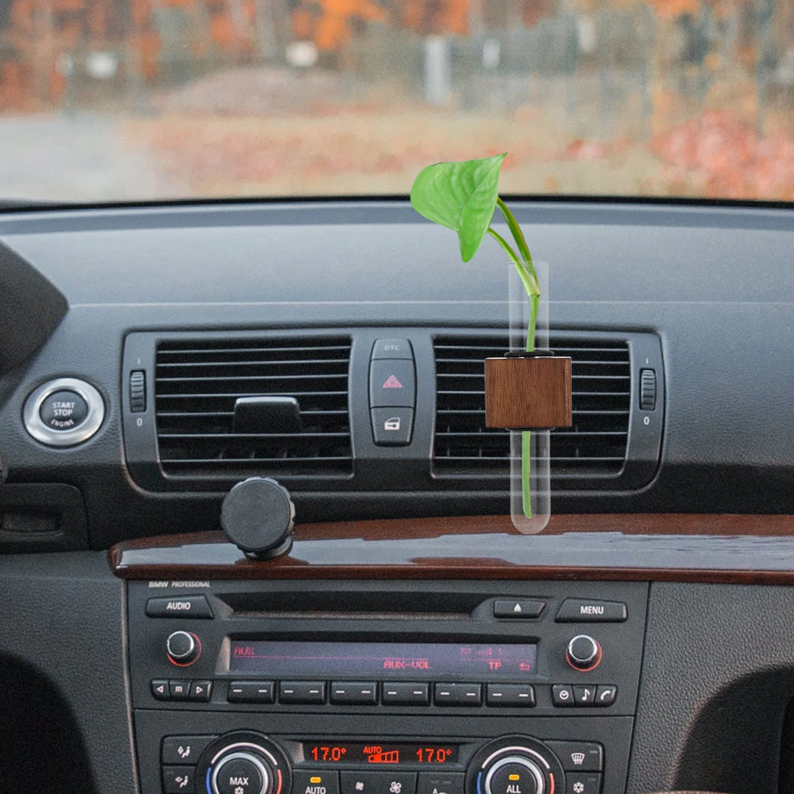 

Stylish Car Air Freshener Vent Clip Vase Empty Refillable Essential Oil Diffuser Durable Auto Plant Holder Glass Vial For Women