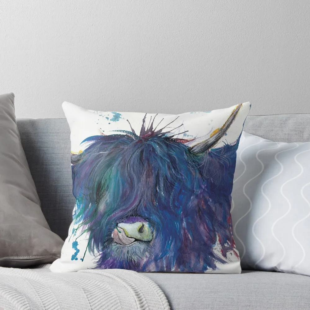 

Splatter Highland Cow Throw Pillow Rectangular Cushion Cover Luxury Living Room Decorative Cushions pillow