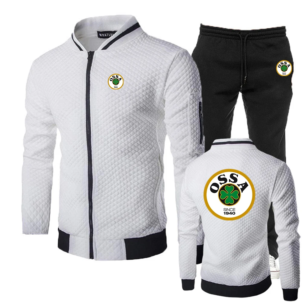 OSSA Logo Classic Retro Motorcycle 2025 Brand Men's Simple Style Sweatshirt Pullover Hoodies Suitable Sports Pants Suits