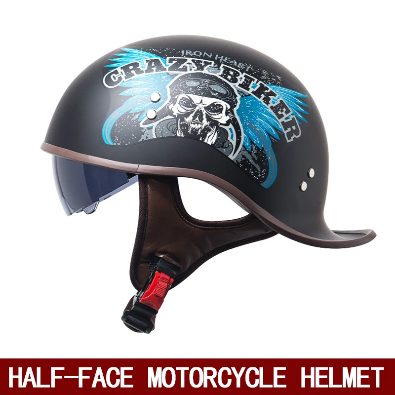 NONE Retro-Halbhelm 3C-Zertifizierung Herren- und Damenmotorrad elektrische Lokomotive Sommer Cross-Country ABS Retro-Motorrad er 7