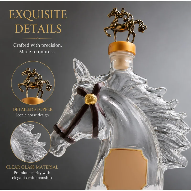 Decantador de Whisky Creativo con Forma de Caballo de Blanton's, Botella de Bourbon Creativa, Decoración para Bar en Casa, Regalo de Colección, 1 Pieza