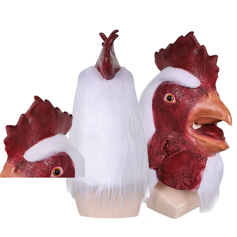 Cartoon Animal Rooster Cosplay Masks Adult Headwear Chicken Latex  Helmet Masquerade Party Halloween Costume Accessories Props