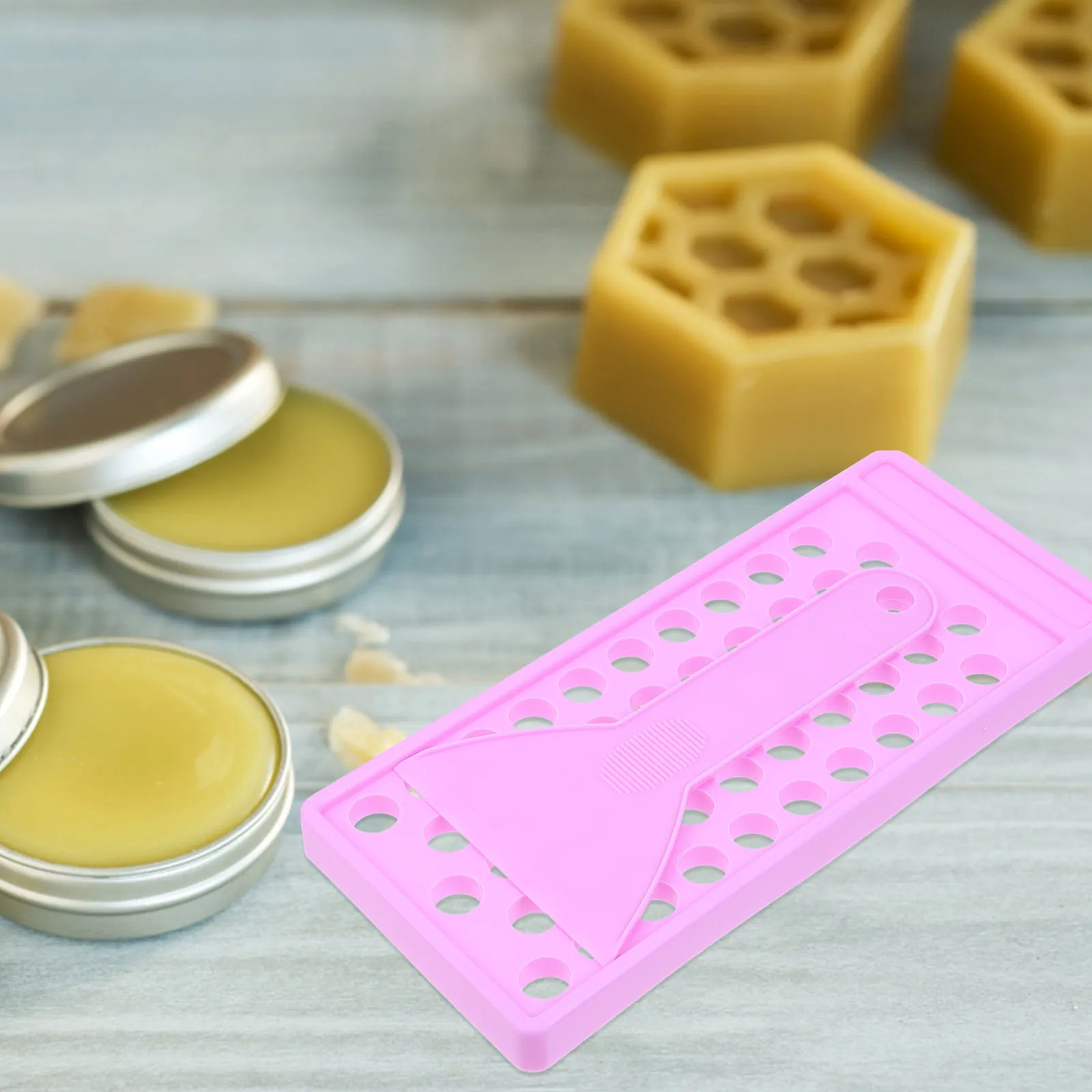 1 set Crafting Kit 50 Holes Filling Tray With Spatula Diy Balm Containers Lipstick Filling Trays Handmade Lip Balm Set Lip