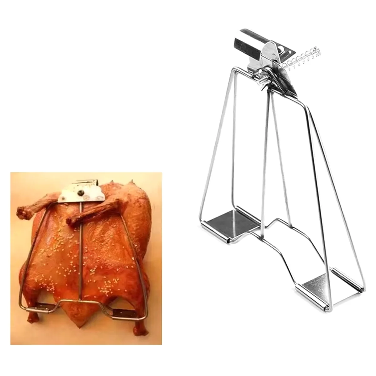 A71P العملي الدجاج المشوي بطة كليب الفولاذ المقاوم للصدأ فرن شواء شواء أداة أسياخ السمك المشوي خطاف مشبك أداة الشواء #6