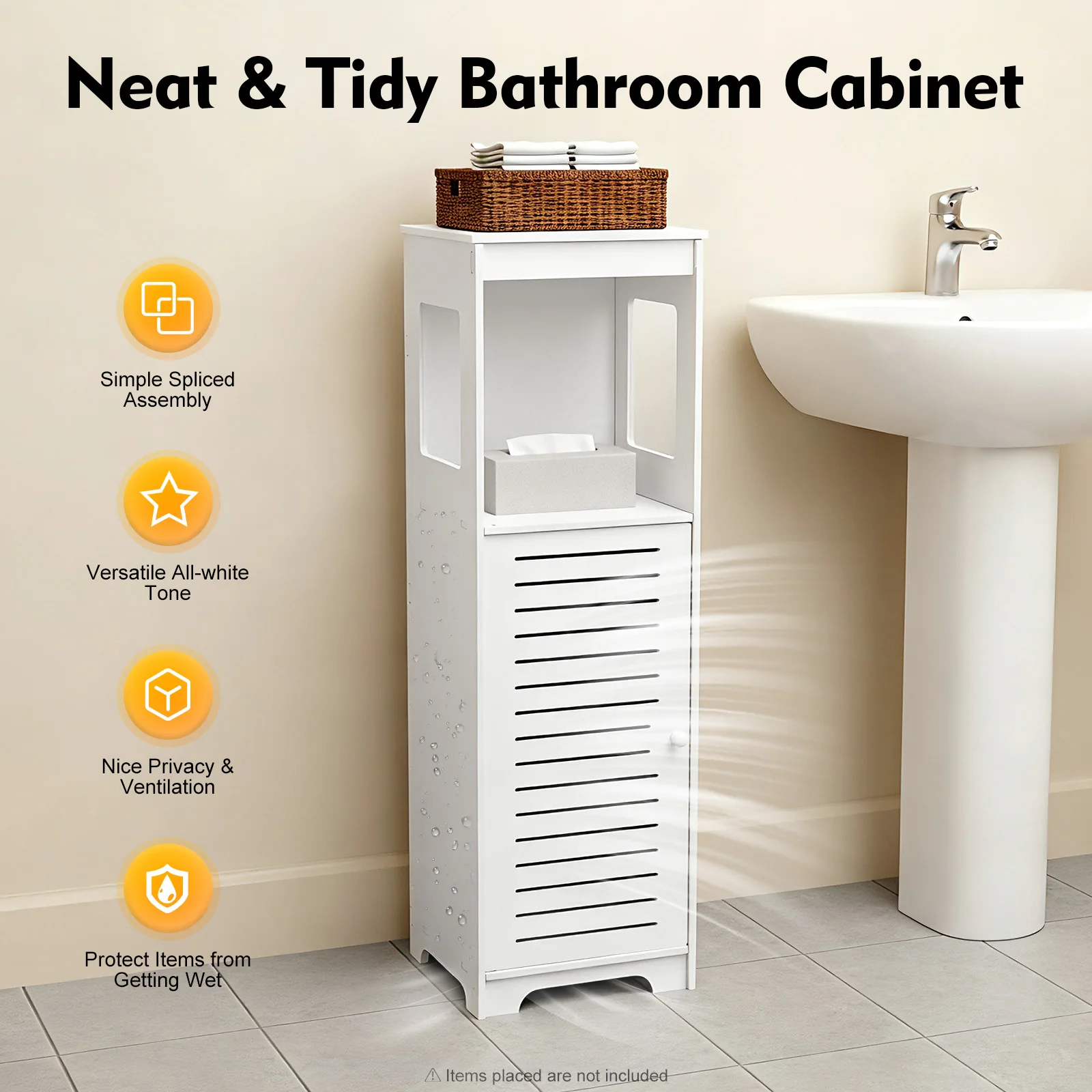 Armadietto portaoggetti da bagno a 4 livelli, scaffale portaoggetti in PVC impermeabile, ripiano per WC con porta ventilata 28 * 25 * 90 cm