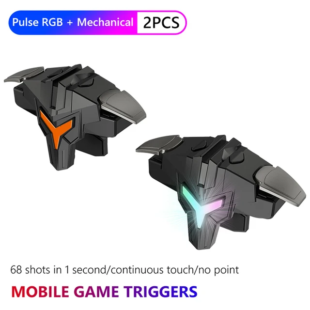 1/2pcs RGB/Mechanical 4 Finger Mobile Gaming Trigger for PUBG Mobile Game Joystick Trigger Aim Trigger Button for Mobiles Phones 2