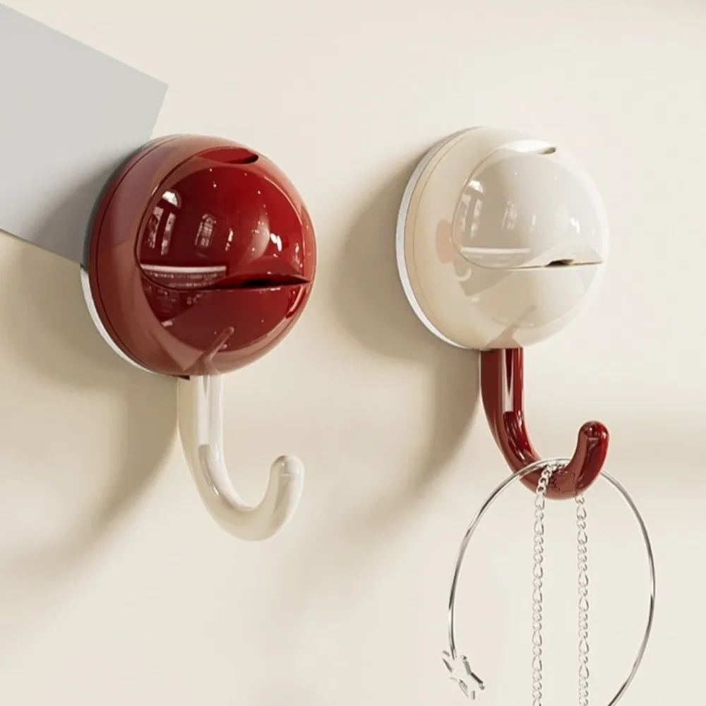 Ganchos de plástico con ventosa, cabeza redonda, color caramelo, para toallas de pared, sin marcas, a prueba de humedad, para almacenamiento en cocina, para puerta