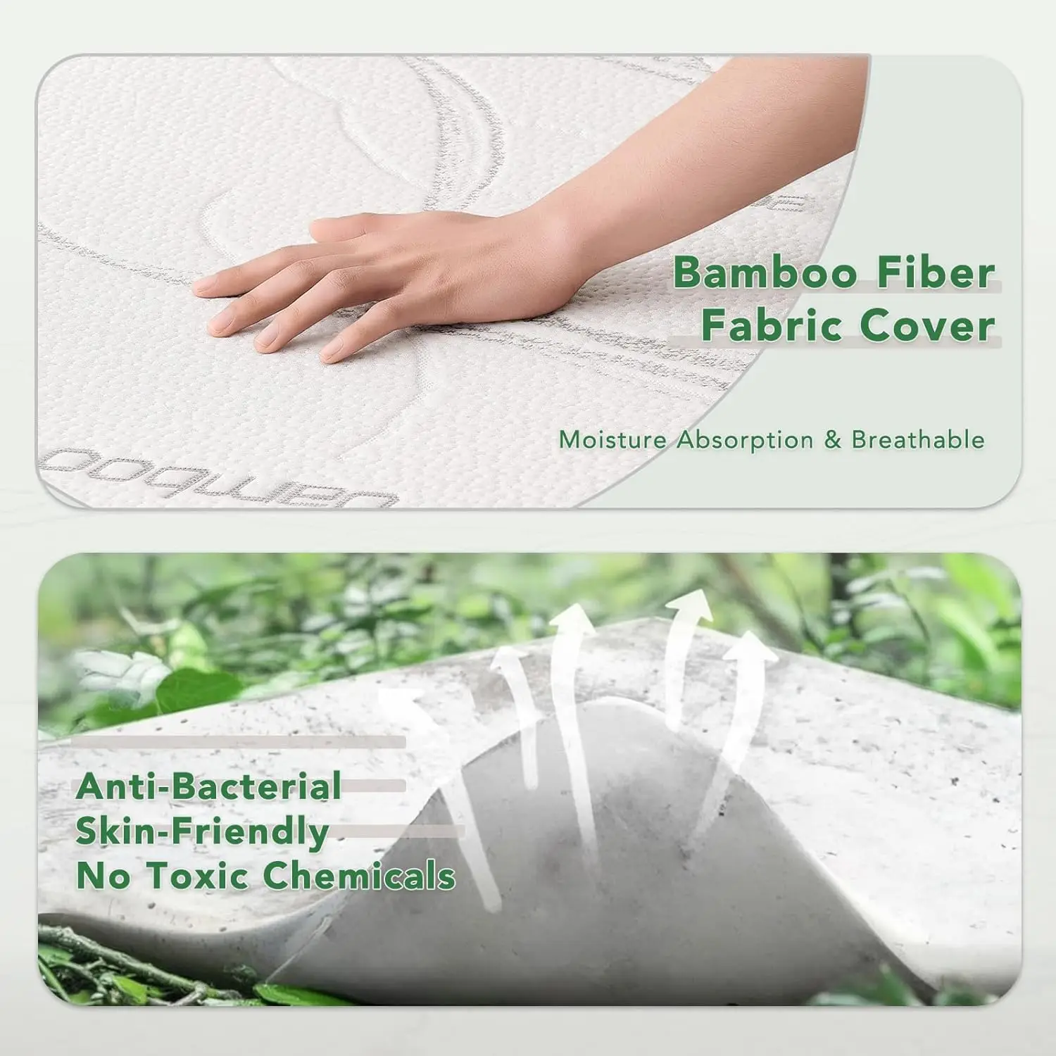 8 Inch Memory Foam Mattress - CertiPUR-US, Medium Firm, Washable Bamboo Cover for Kids Bunk Bed