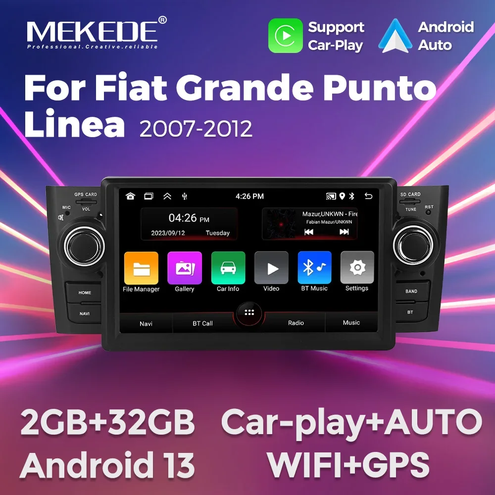 Mekede 7 Bildschirm Stereo Carplay für Fiat Grande Punto Linea 2013-2017 Autoradio Android