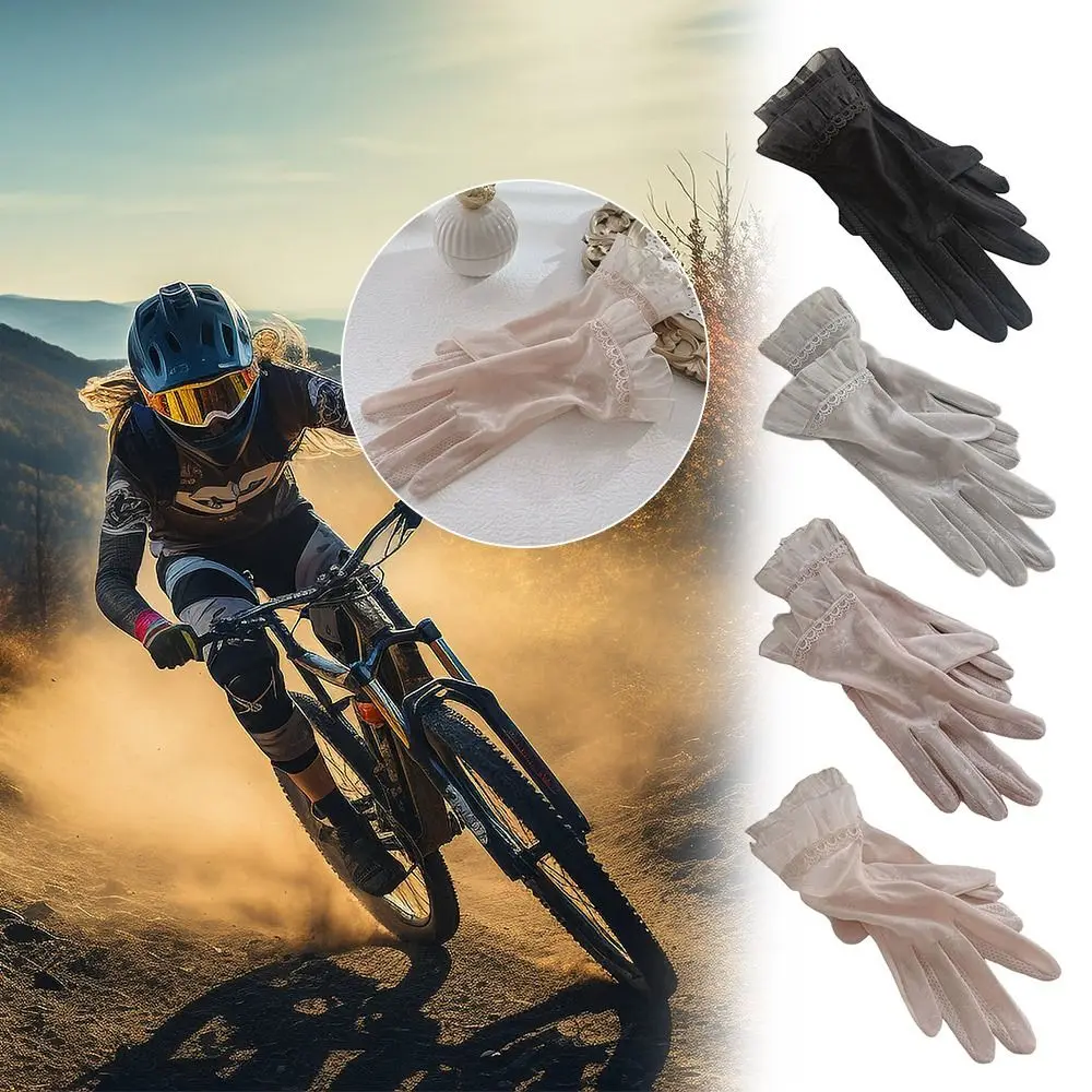Sunscreen Touch Screen Gloves Breathable UV Protection Lace Thin Mittens Sun Protection Anti Slip Cycling Driving Riding Glove